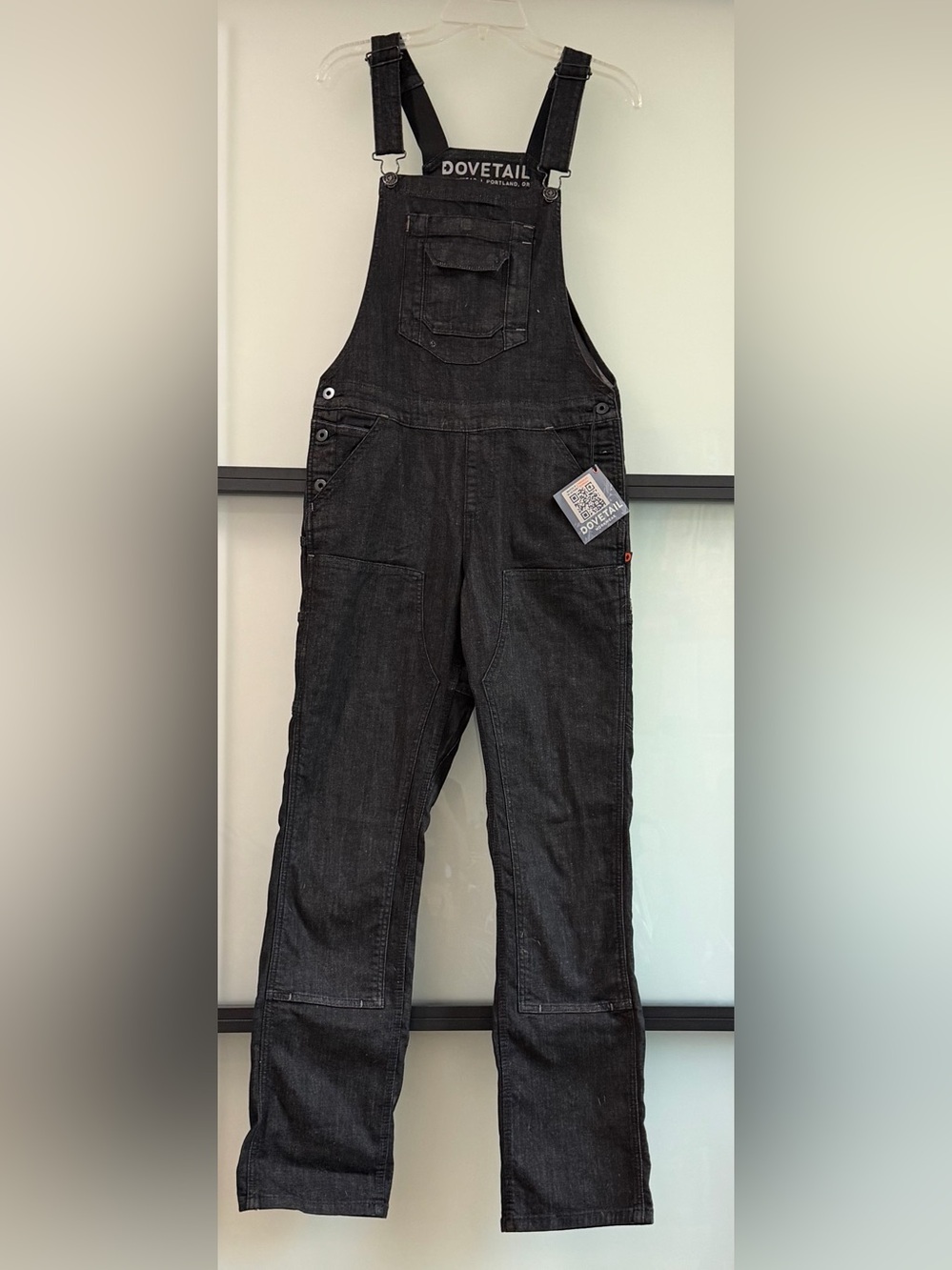 NWT Dovetail Workwear Freshley Black Denim Overalls Jumper 8/32